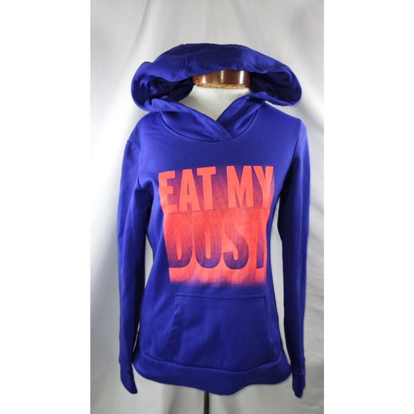 The North Face Womens Small Blue Orange Eat My Dust Pocket Hooded Sweatshirt - Picture 1 of 13